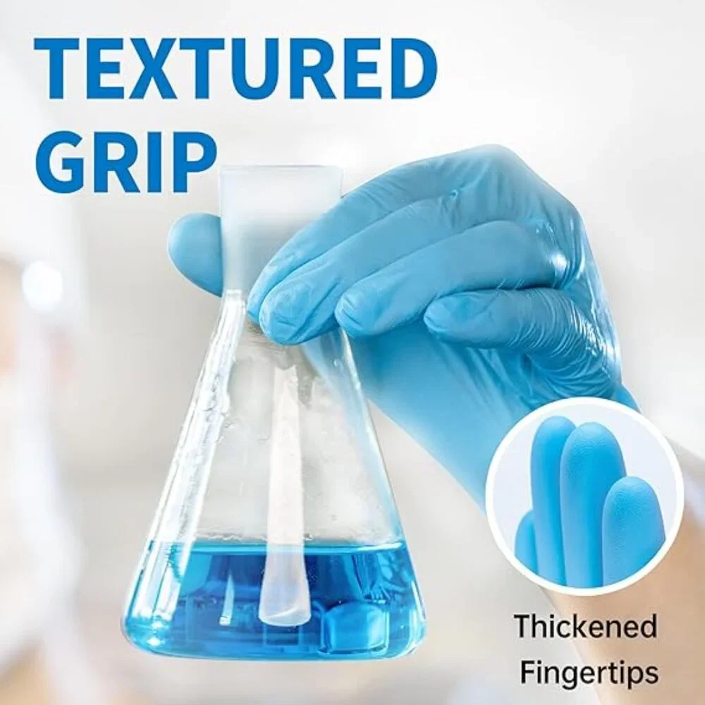 6 Powder-Free Nitrile Exam Gloves, 4.5 Mil, 100 Count, Blue, Food-Safe Disposabl